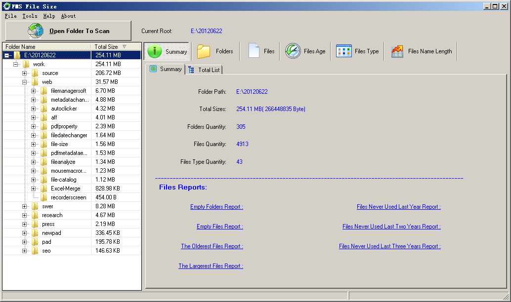 Screenshot for FMS File Size 2.7.1